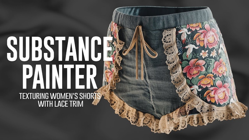 Texturing Womens Shorts with Lace Trim in Substance