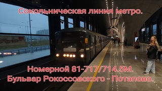 Сокольническая линия метро. 81-717/714.5М Номерной. Бульвар Рокоссовского - Потапово (Ранний вечер).