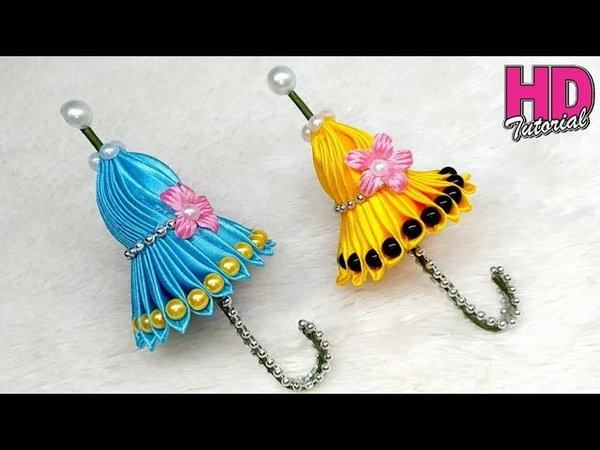 DIY How To Make Satin Ribbon, , Umbrella, , Kanzashi