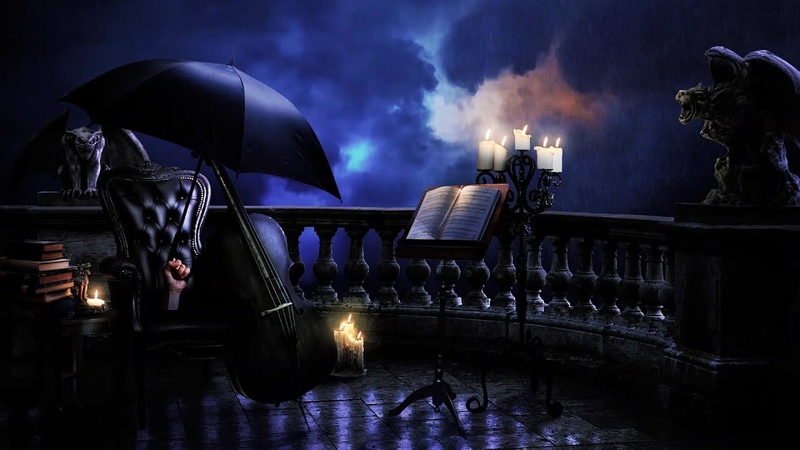 RAINY NEVERMORE ACADEMY AMBIENCE, Heavy Thunderstorm Sounds, Dark Cello Music, Wednesday