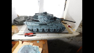 Panzerkampfwagen VI «Tiger II из пластилина наносим циммерит и полная покраска
