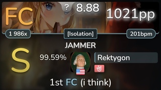 8.9 Rektygon | ReoNa - JAMMER Isolation +HR % FC 1021pp - osu!