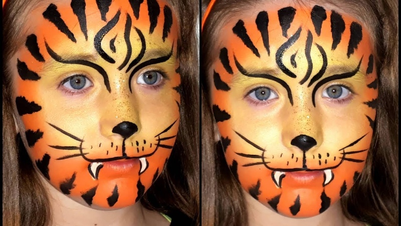 Tiger face paint , Tiger face painting for