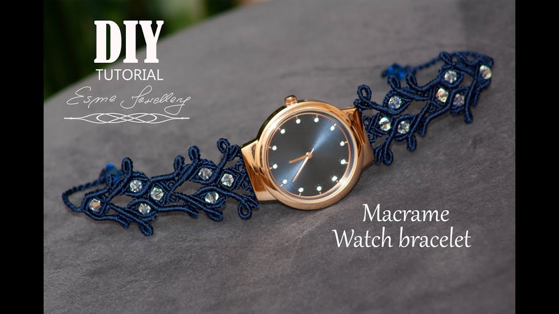 Macrame watch bracelet Tutorial DIY, Jak zrobić makramowy pasek ( bransoletkę ) do
