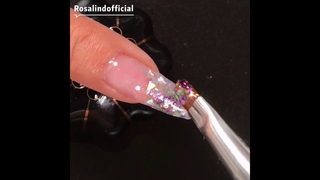 3D Mixed - Holo Glitter Sequins Flakes Manicure with Builder Gel.